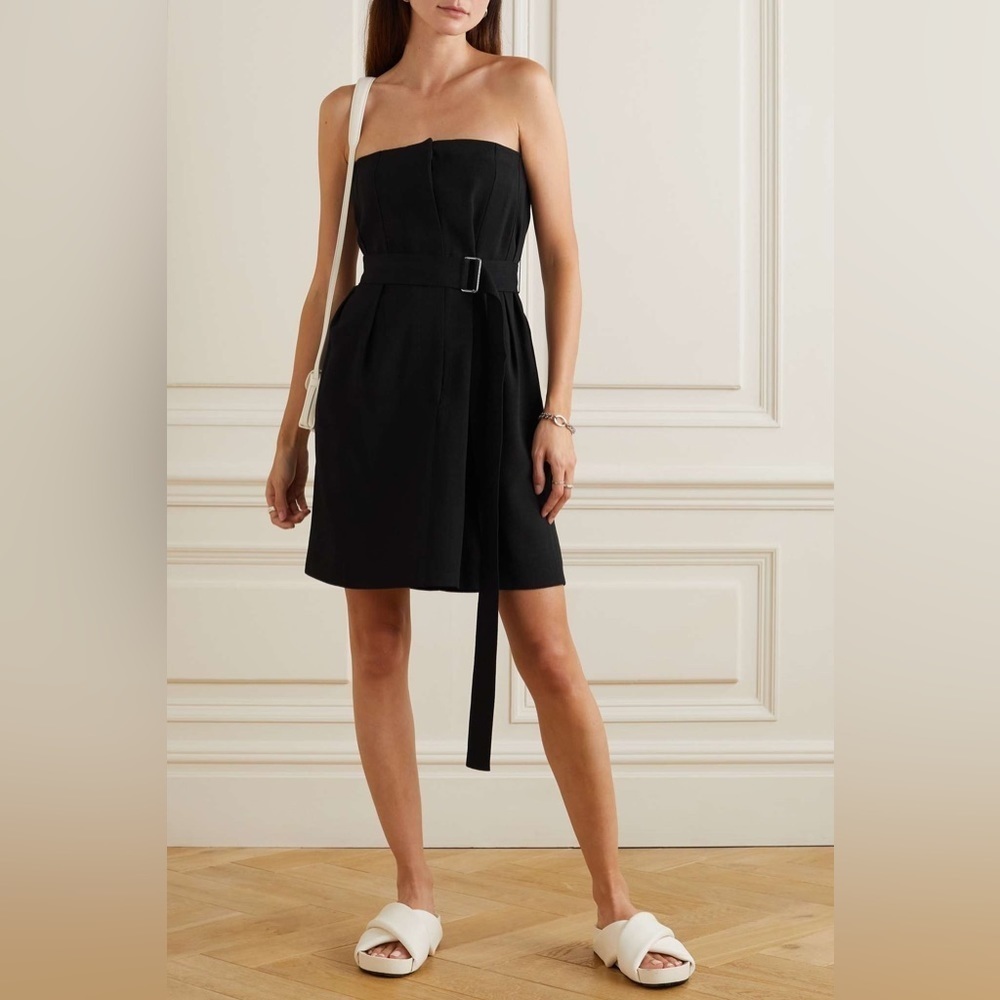 NWT Victoria Beckham Strapless Mini Dress Black Belted Pockets size US 4